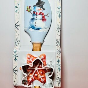 Christmas Snowman Silicone Spatula & Snowflake Cookie Cutter Winter Baking